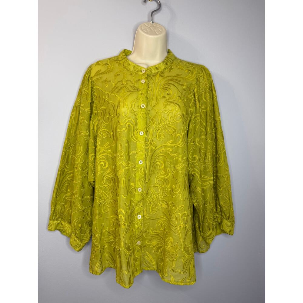 Pilcro Anthropologie Bella Embroidered Buttondown Blouse Line Relax Women's 2X - Picture 2 of 14